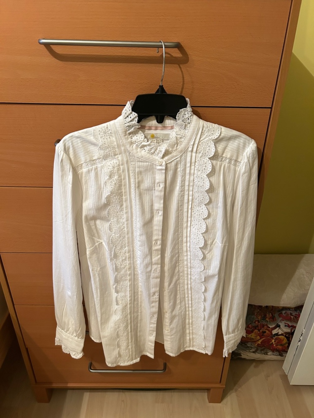 Boden White Eyelet Lace Pintuck Blouse, new